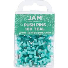 Jam Paper Push Pins, Clear Pushpins, 100/Pack