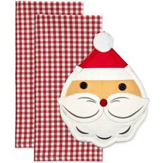 Place Mats Design Imports Jolly Santa 3-pc. Pot Holders Place Mat Red