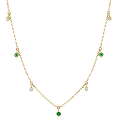 Zoe Chicco Dangling Necklace - Gold/Emerald/Diamonds