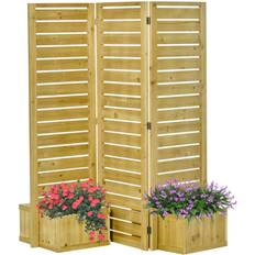 OutSunny Pots, Plants & Cultivation OutSunny Wooden Privacy Screen with Planter Flower Pot Raised Bed