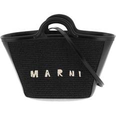 Marni Crossbody Bags Marni Tropicalia Straw & Leather Summer Tote Bag BLACK