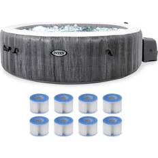 Intex Hot Tubs Intex Inflatable Hot Tub PureSpa Greywood Deluxe 85" Person Round Bubble Jet Spa S1