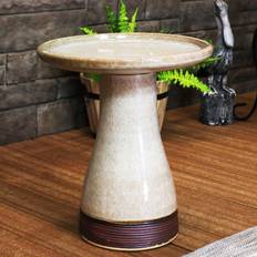 Garden Ornaments Outdoor Weather-Resistant Garden Patio High-Fired Smooth Ceramic Hand-Painted Duo Tone Bird Bath