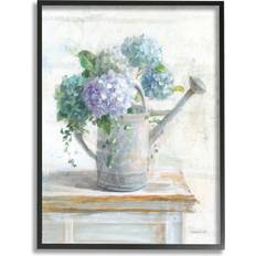 Cotton Wall Decor Stupell Industries Blue Hydrangeas in Watering Can Soft Floral Painting Plaque Wall Decor