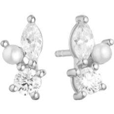 Sif Jakobs Adria Tre Piccolo Earrings - Silver/Pearls/Transparent
