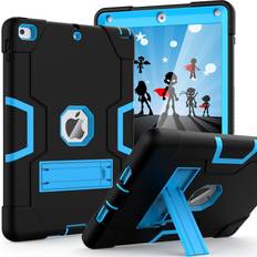 Apple iPad 9.7 Cases OKP Case for iPad 6th Generation/iPad 5th Generation (9.7-inch, 2018/2017 Model), iPad Air 2 Case, Hybrid Shockproof Rugged Protective Cover for iPad 9.7 inch with Built-in Kickstand, Black+Blue