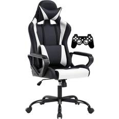 GTRACING Gaming Chair with Footrest and Ergonomic Lumbar Massage Pillow  Faux Leather Office Chair, Red 