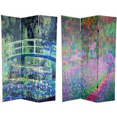 Wood Room Dividers Oriental Furniture Double Sided Works Room Divider 48x71"