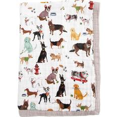 Little Unicorn Baby care Little Unicorn Woof Cotton Muslin Baby Receiving Quilt In White/brown brown 30in X 40in