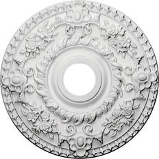 White Ceiling Medallions Ekena Millwork Rose 18-in W 18-in L Primed Polyurethane
