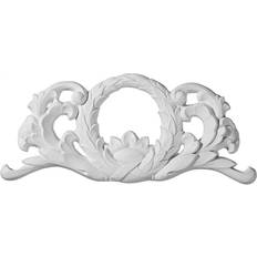 Appliques & Onlays Ekena Millwork 11-1/4 4-3/4 5/8 Wreath Center Onlay, Primed White