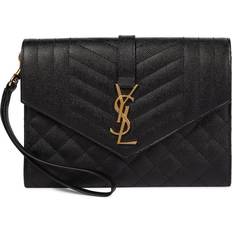 Wrist Strap Bags Saint Laurent Quilted Envelope Clutch - Black