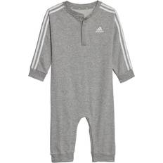 adidas Infant Essentials 3-Stripes French Terry Bodysuit - Medium Grey Heather/White (IA2546)