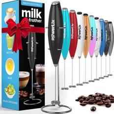 Zulay Kitchen Milk Frother Handheld Easy-to-Grip Hand Mixer Electric -  Twister-Design White/Gold 
