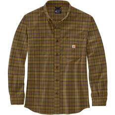 Herre Skjorter på salg Carhartt Mens Midweight Flannel Long Sleeve Plaid Shirt - Oak Brown