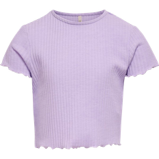 Lilla T-skjorter Kids Only Nella ribbed shirt T-Shirt lilac
