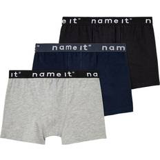Elastan Boxershorts Name It Basic Boxer Shorts 3-pack - Black/Grey Melange/Dark Sapphire (13208836)