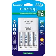 Panasonic Batteries & Chargers Panasonic K-KJ17M3A4BA Cell Battery Charger with eneloop AAA New 2100 Cycle Rechargeable Batteries 4 Pack