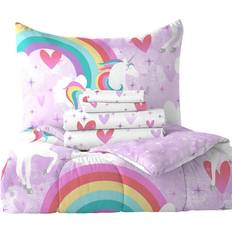 Fabrics Dream Factory Unicorn Rainbow Reversible Twin Comforter Set 64x86"