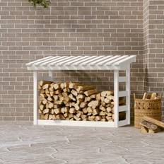vidaXL Firewood Rack White 108x64.5x78 cm Solid Wood Pine