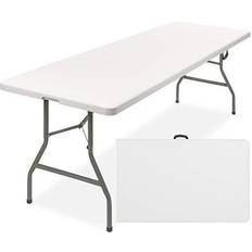 Best Choice Products Camping Tables Best Choice Products 8ft Portable Folding Plastic Dining Table, Indoor Outdoor w/ Handle, Lock for Picnic, Party, Camping