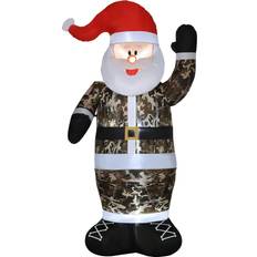 Christmas lights outdoor Homcom 8ft Christmas Inflatable Santa Claus Wearing Camouflage Decoration