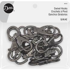 Dritz Buttons Gunmetal Gunmetal 12-Piece Swivel Hooks
