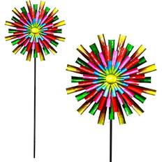Alpine Corporation 81 Tall Colorful Flower Wind Spinner Stake