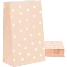 24 Pack Gold and Pink Paper Bags for Wedding Themed Party Favors 5.5x8.6x3 in