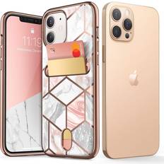 I-Blason Wallet Cases i-Blason Cosmo Marble Pink Wallet Case for Apple iPhone 12/12 Pro (iPhone2020-6.1-CosCard-Marble) Quill Pink