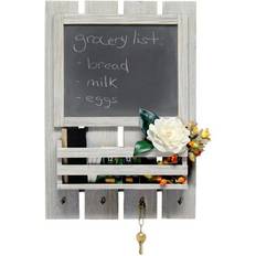 Notice Boards Elegant Designs Chalkboard Sign with Key Holder Hooks and Mail Storage Notice Board 3.5x20"