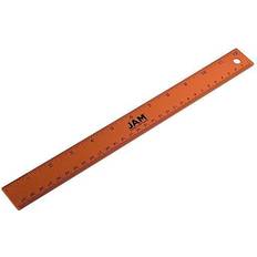 Jam Paper Stainless Steel Ruler 12 Ruler with Non-Skid Cork Backing Orange Metallic Sold Individually