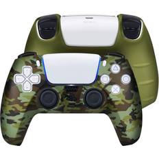 PlayStation 5 Controller Grips TNP Accessories PS5 Dualsense Controller Skin Cover + 8 Pro Thumb Grips - Camo Green