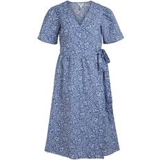 Object Floral Wrap Dress - Blue