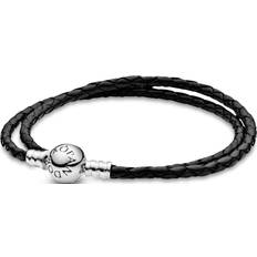 Pandora Black Bracelets Pandora Moments Double Bracelet - Black/Silver