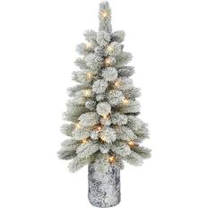 Puleo International 3.5ft. Potted Flocked Norwegian Pine Christmas Tree 42"