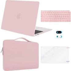 Macbook air 2021 MOSISO Compatible with MacBook Air 13 inch Case 2022 2021 2020 2019 2018 Release A2337 M1 A2179 A1932 Retina Display, Plastic Hard Shell&Bag&Keyboard Skin&Webcam Cover&Screen Protector, Rose Quartz