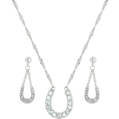 Montana Silversmiths Lucky Horseshoe Jewelry Set - Silver/Transparent