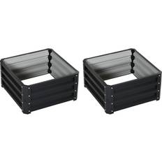 OutSunny Outdoor Planter Boxes OutSunny 2 2 Steel Raised Garden Bed Box with Frame Flowers