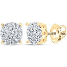 Jewelry Outlet Round Cluster Earrings - Gold/Diamond