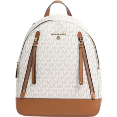 White Backpacks Michael Kors Brooklyn Medium Logo Backpack - Vanilla/Acorn