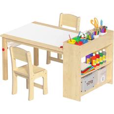 Furniture Set GDLF Kids Art Table & 2 Chairs Wooden Drawing Desk