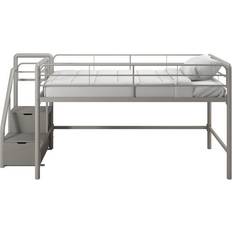 DHP Junior Twin Metal Loft Bed with Storage Steps 41.5x92.5"