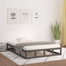 vidaXL grey, 120 Solid Wood Bed Frame Sängram