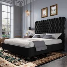 Bed Frames PaPaJet King Platform with Deep Button Tufted Headboard