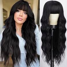 Aisi Long Wavy Curly Hair Wig 24 inch Natural Black