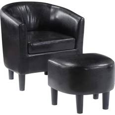 Convenience Concepts Take a Seat Churchill leather with Foot Stool Armchair 27.5" 2