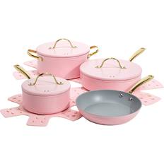Member's Mark 11-Piece Non-Stick Modern Ceramic Cookware Set, Pink