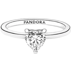 Solitaire Rings Pandora Sparkling Heart Solitaire Ring - Silver/Transparent