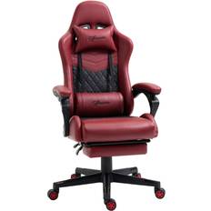Recliner Vinsetto Adjustable High Back Gaming Chair Office Recliner w/ Footrest, Pillow Red